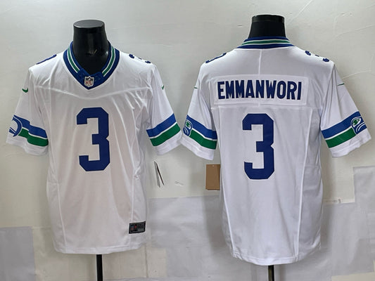 Men’s Seattle Seahawks Nick Emmanwori #3 White Alternate Jersey