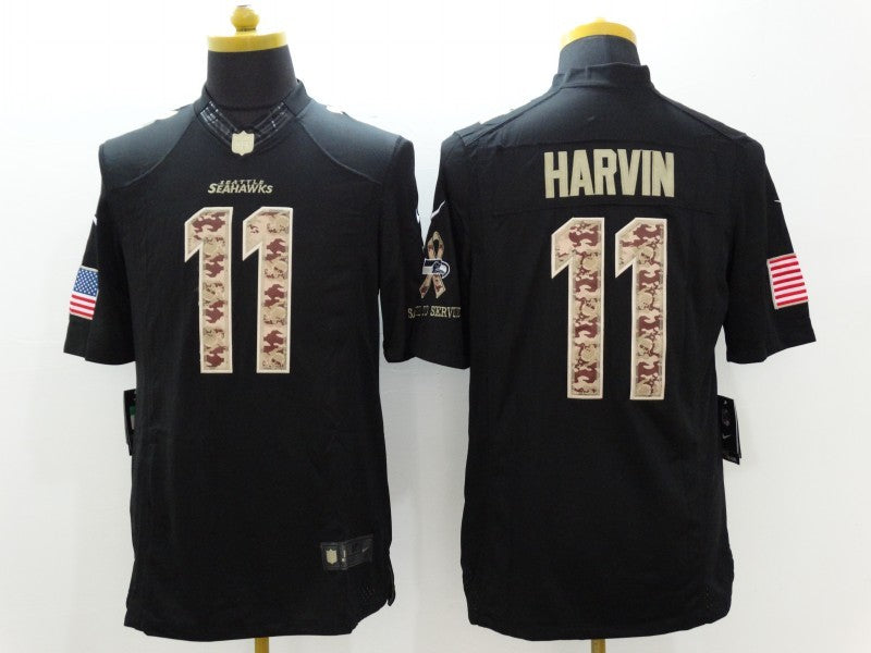 Men’s Seattle Seahawks Percy Harvin #11 Black Jersey