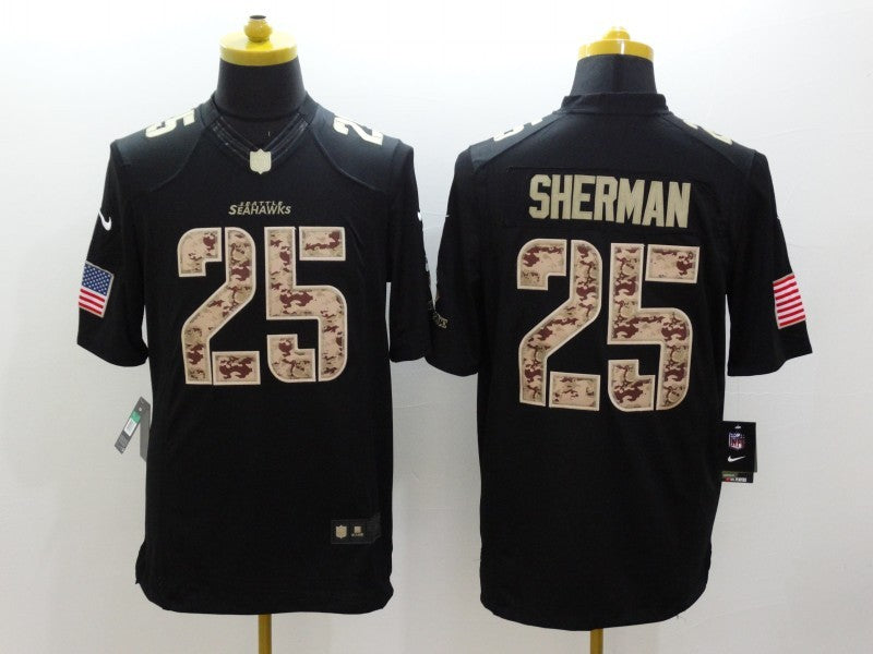 Men’s Seattle Seahawks Richard Sherman #25 Black Jersey