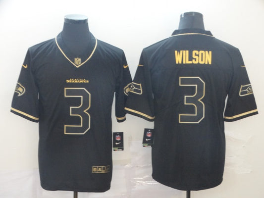 Men’s Seattle Seahawks Russell Wilson #3 Black Jersey