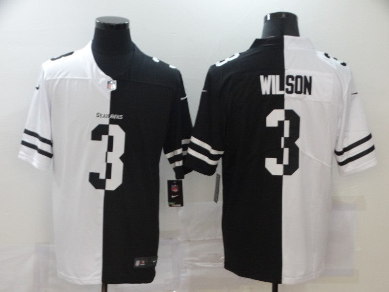 Men’s Seattle Seahawks Russell Wilson #3 Black/White Jersey