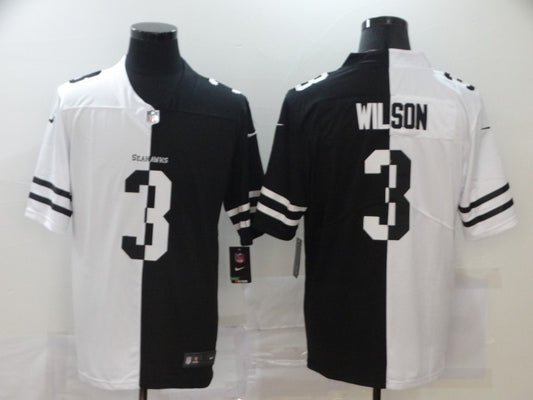 Men’s Seattle Seahawks Russell Wilson #3 Black/White Jersey