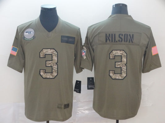Men’s Seattle Seahawks Russell Wilson #3 Brown Jersey