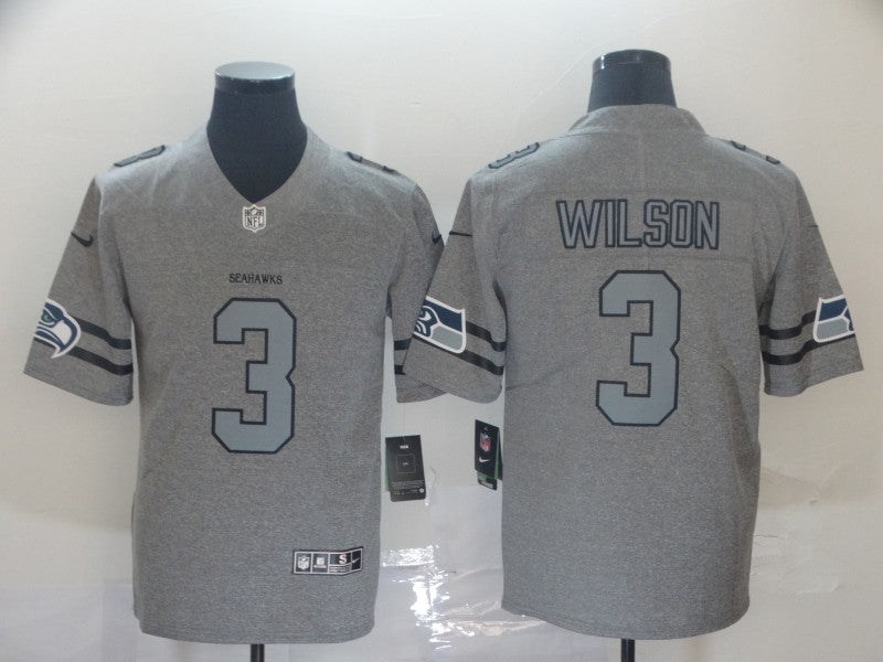 Men’s Seattle Seahawks Russell Wilson #3 Gray Jersey
