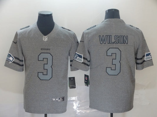 Men’s Seattle Seahawks Russell Wilson #3 Gray Jersey