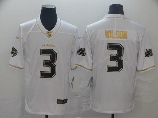 Men’s Seattle Seahawks Russell Wilson #3 White Jersey