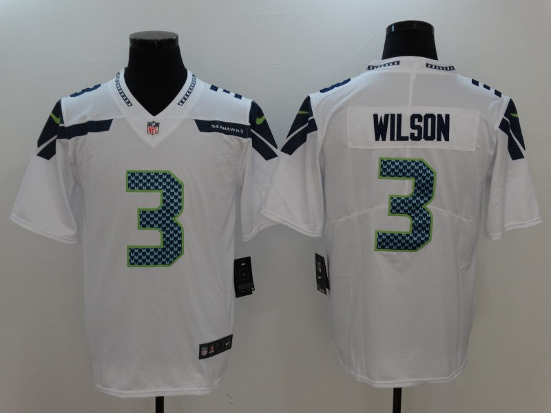 Men’s Seattle Seahawks Russell Wilson #3 White Jersey