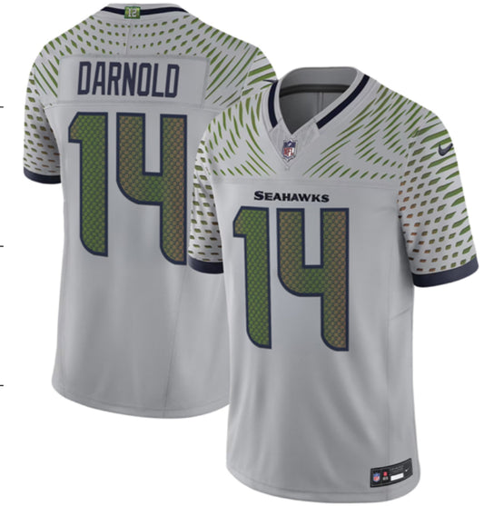 Men’s Seattle Seahawks Sam Darnold #14 Wolf Gray 2025 Rivalries Collection Limited Jersey