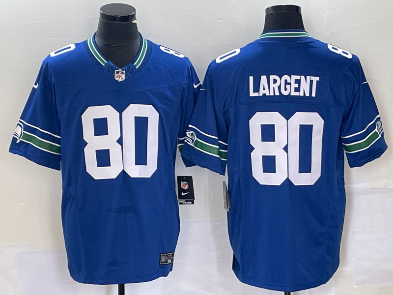 Men’s Seattle Seahawks Steve Largent #80 Royal Throwback Legend Jersey
