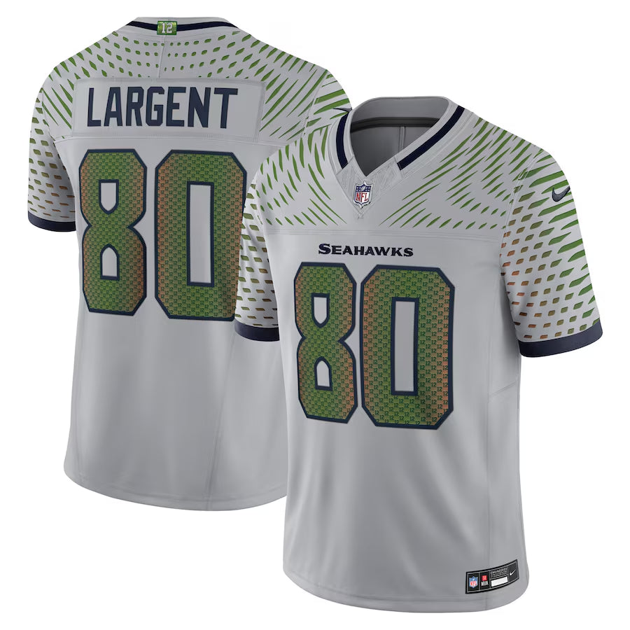 Men’s Seattle Seahawks Steve Largent #80 Wolf Gray 2025 Rivalries Collection Limited Jersey