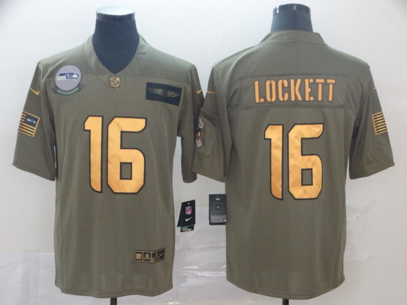 Men’s Seattle Seahawks Tyler Lockett #16 Brown Jersey