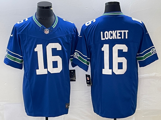Men’s Seattle Seahawks Tyler Lockett #16 Royal Throwback Legend Jersey