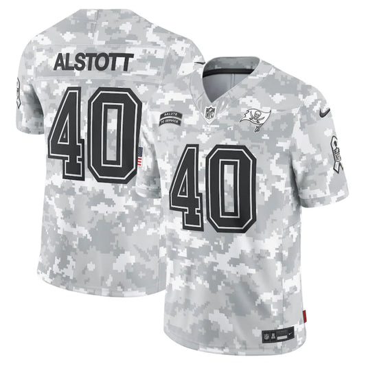 Men’s Tampa Bay Buccaneers Mike Alstott #40 Arctic Camo 2024 Salute to Service Retired Limited Jersey