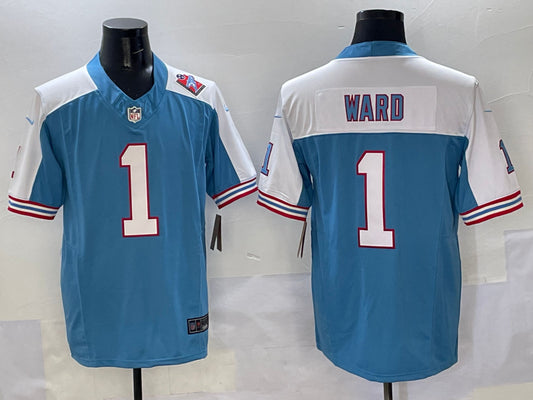 Men’s Tennessee Titans Cameron Ward #1 Light Blue Jersey