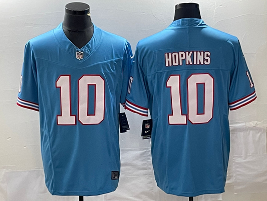 Men’s Tennessee Titans DeAndre Hopkins #10 Light Blue Oilers Throwback Jersey