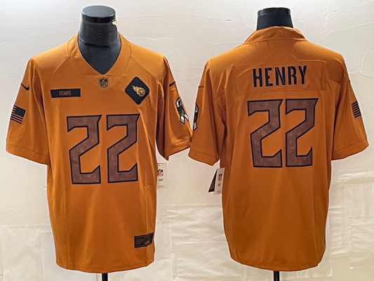 Men’s Tennessee Titans Derrick Henry #22 Brown 2023 Salute To Service Limited Jersey