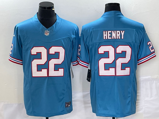 Men’s Tennessee Titans Derrick Henry #22 Light Blue Oilers Throwback Vapor F.U.S.E. Limited Jersey