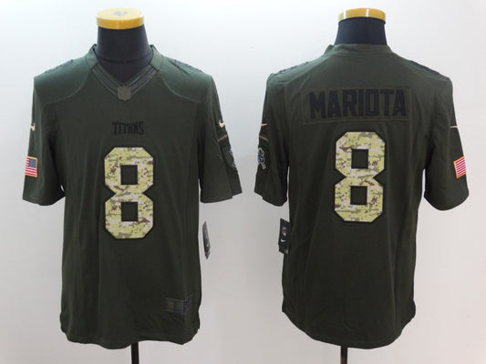 Men’s Tennessee Titans Marcus Mariota #8 Army Green Jersey