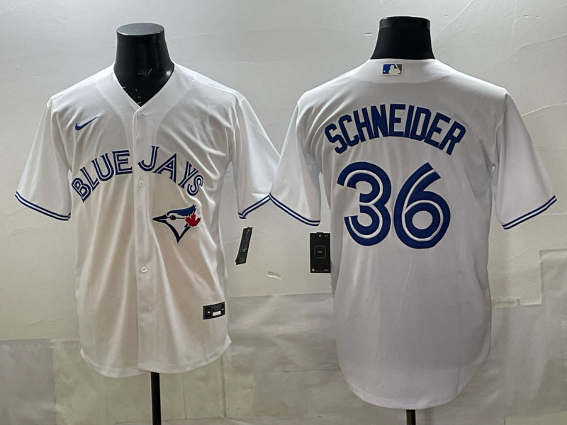 Men’s Toronto Blue Jays John Schneider #36 White Home Jersey