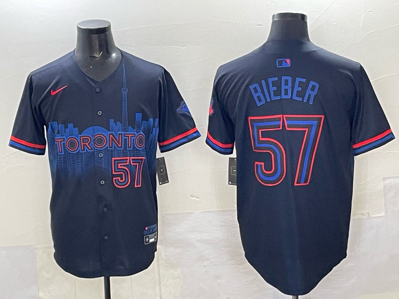 Men’s Toronto Blue Jays Trevor Bieber #57 Black 2024 City Connect Limited Jersey