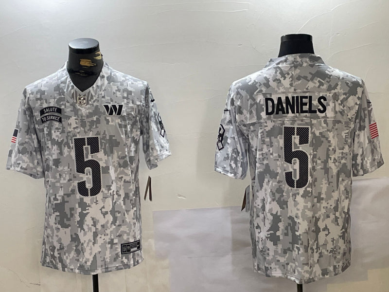 Men’s Washington Commanders Jayden Daniels #5 Arctic Camo 2024 Salute to Service Limited Jersey