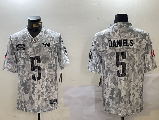 Men’s Washington Commanders Jayden Daniels #5 Arctic Camo 2024 Salute to Service Limited Jersey