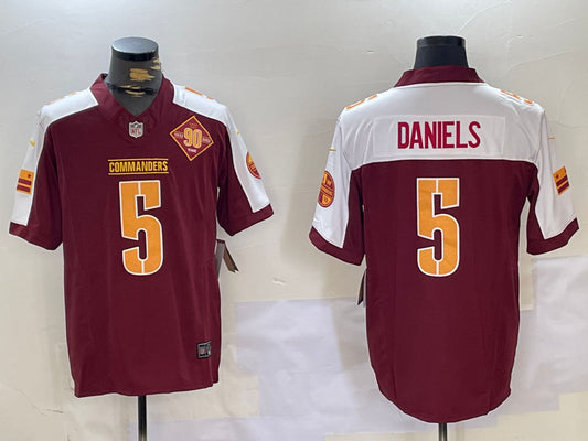 Men’s Washington Commanders Jayden Daniels #5 Burgundy Jersey