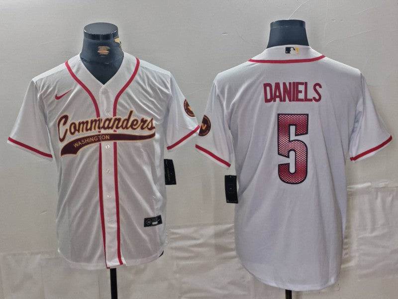 Men’s Washington Commanders Jayden Daniels #5 White Jersey