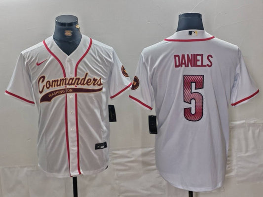 Men’s Washington Commanders Jayden Daniels #5 White Jersey