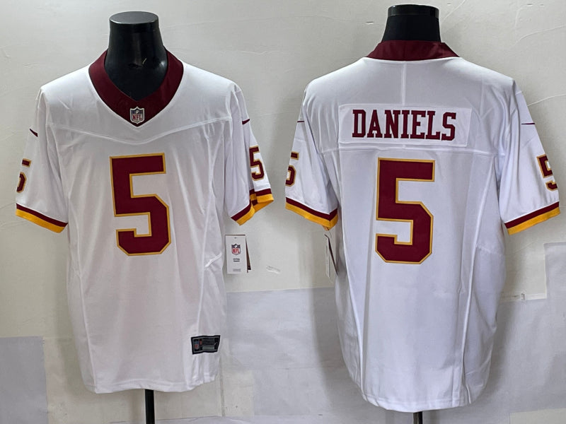 Men’s Washington Commanders Jayden Daniels #5 White Jersey