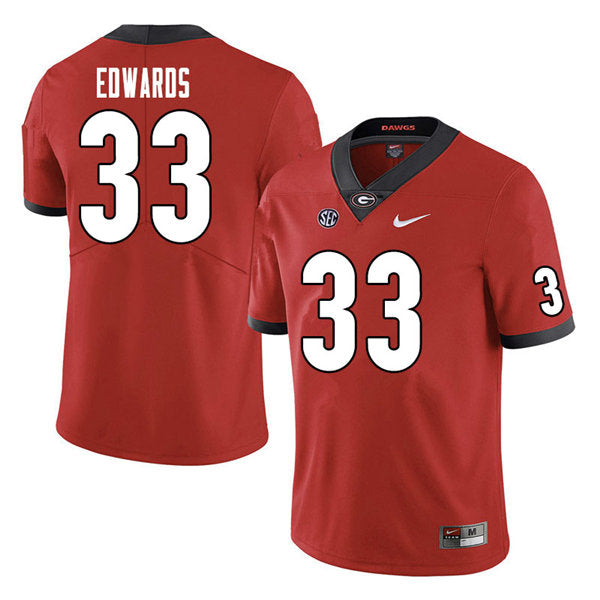 Men's #33 Daijun Edwards Georgia Bulldogs College Football Jersey