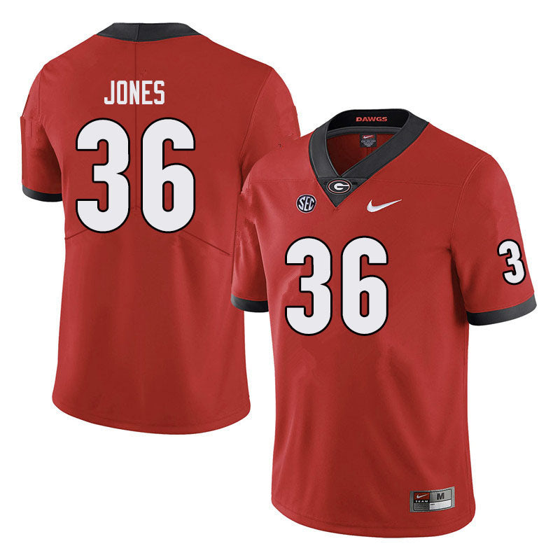 Men's #36 Garrett Jones Georgia Bulldogs Football Jersey