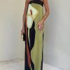 Loose Plus Size Printed Split-Joint Tube Maxi Dresses