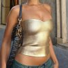 Skinny Sleeveless Shiny Solid Color Tube Vest Top