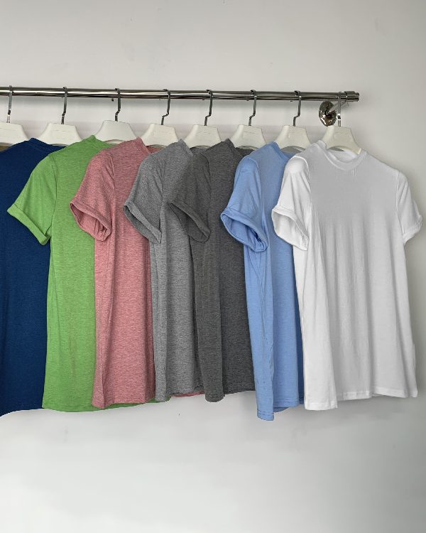 Short Sleeves Solid Color Round-Neck T-Shirts Tops
