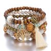 Bohemia Multi-Layer Wood Beads Handmade Tassels Bracelet