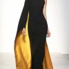 Irregularity Asymmetric Contrast Color Round-Neck Maxi Dresses
