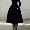 Long Sleeves Skinny Solid Color High Neck Midi Dresses