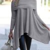 Simple Irregularity Loose Hollow Solid Color Cold Shoulder T-Shirts Tops