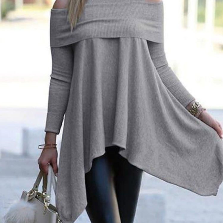 Simple Irregularity Loose Hollow Solid Color Cold Shoulder T-Shirts Tops