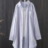 High-Low Long Sleeves Solid Color Lapel Shirts Tops