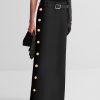 High Waisted Buttoned No Belt Solid Color Skirts Bottoms