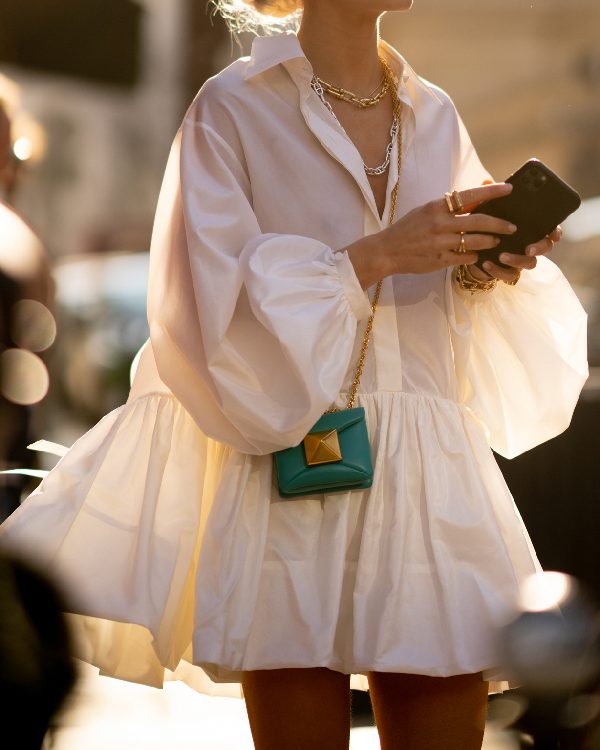 Urban Puff Sleeves Buttoned Split-Joint Solid Color Lapel Mini Dresses Shirt Dress