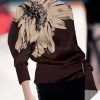 Long Sleeves Loose Asymmetric Floral Printed Split-Joint Stand Collar T-Shirts Tops