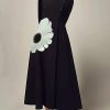 A-Line Long Sleeves Flower Print High Neck Midi Dresses