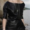 Half Sleeves Loose Solid Color Split-Joint One-Shoulder T-Shirts