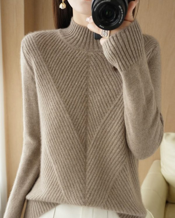 Urban Long Sleeves Solid Color Half Turtleneck Sweater Tops