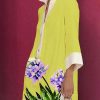 A-Line Loose Buttoned Flower Print Stand Collar Mini Dresses