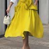 A-Line Loose Pockets Solid Color Split-Joint Tied Waist Skirts Bottoms