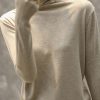 Solid Color Heaps Collar Long Sleeve Knitwear Tops